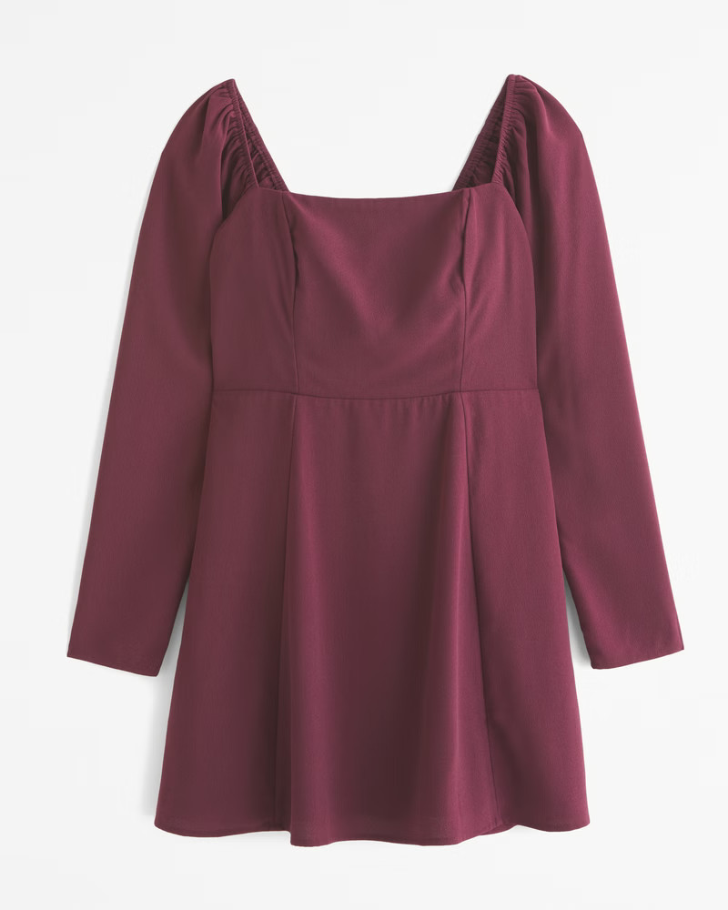 Long-Sleeve Crepe Mini Dress | Abercrombie & Fitch (US)