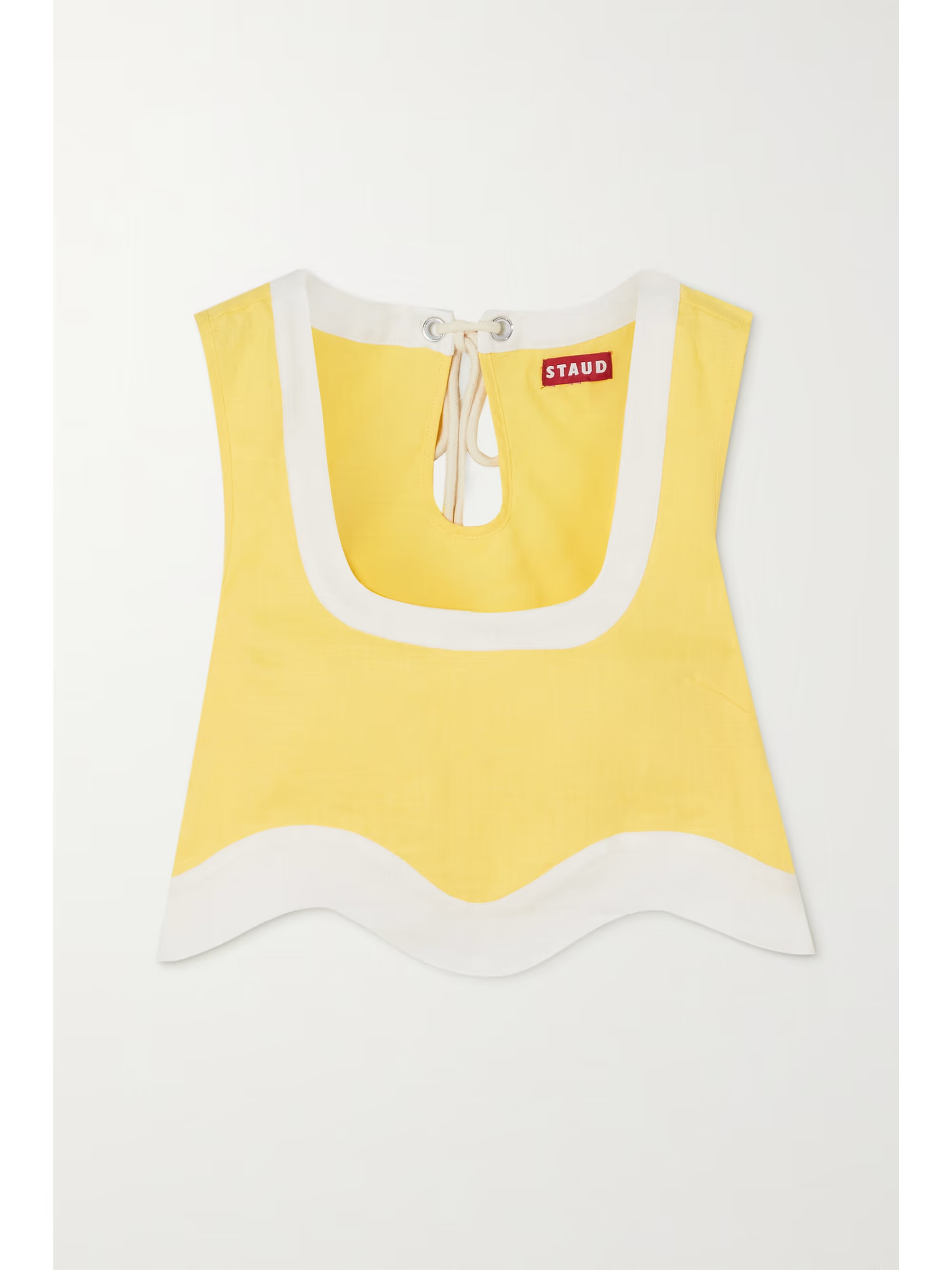 Livia cropped scalloped two-tone linen top | NET-A-PORTER (US)