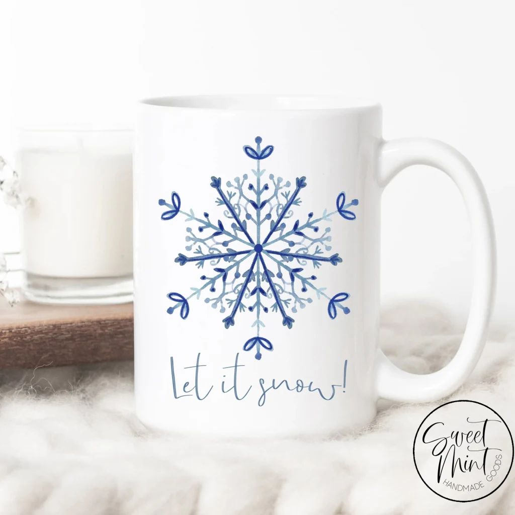 Let it Snow Snowflake Christmas Mug | Sweet Mint Handmade Goods