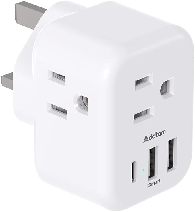 US to UK Ireland Plug Adapter, Addtam Type G Power Adapter with 3 AC Outlets and 3 USB(1 USB C), ... | Amazon (US)