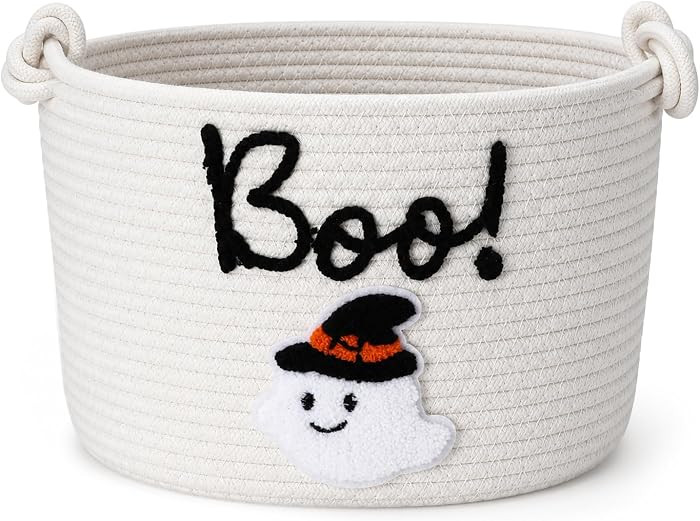 Reallnaive Boo Basket, Halloween Trick or Treat Basket with Handle | Amazon (US)