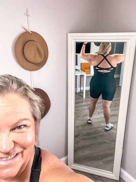 Activewear romper and great for a workout or running errands. Easy to style with a light weight button up shirt and sneakers as well. 

I’m normally an 18/20 and wearing the XXL in the romper. 

#LTKstyletip #LTKover40 #LTKplussize
