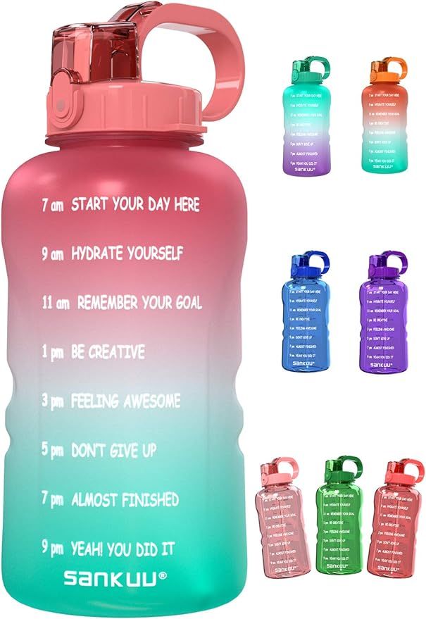 SANKUU Large 1 Gallon/128oz Gallon Water Bottle Motivational with Time Marker & Straw, Leakproof ... | Amazon (US)