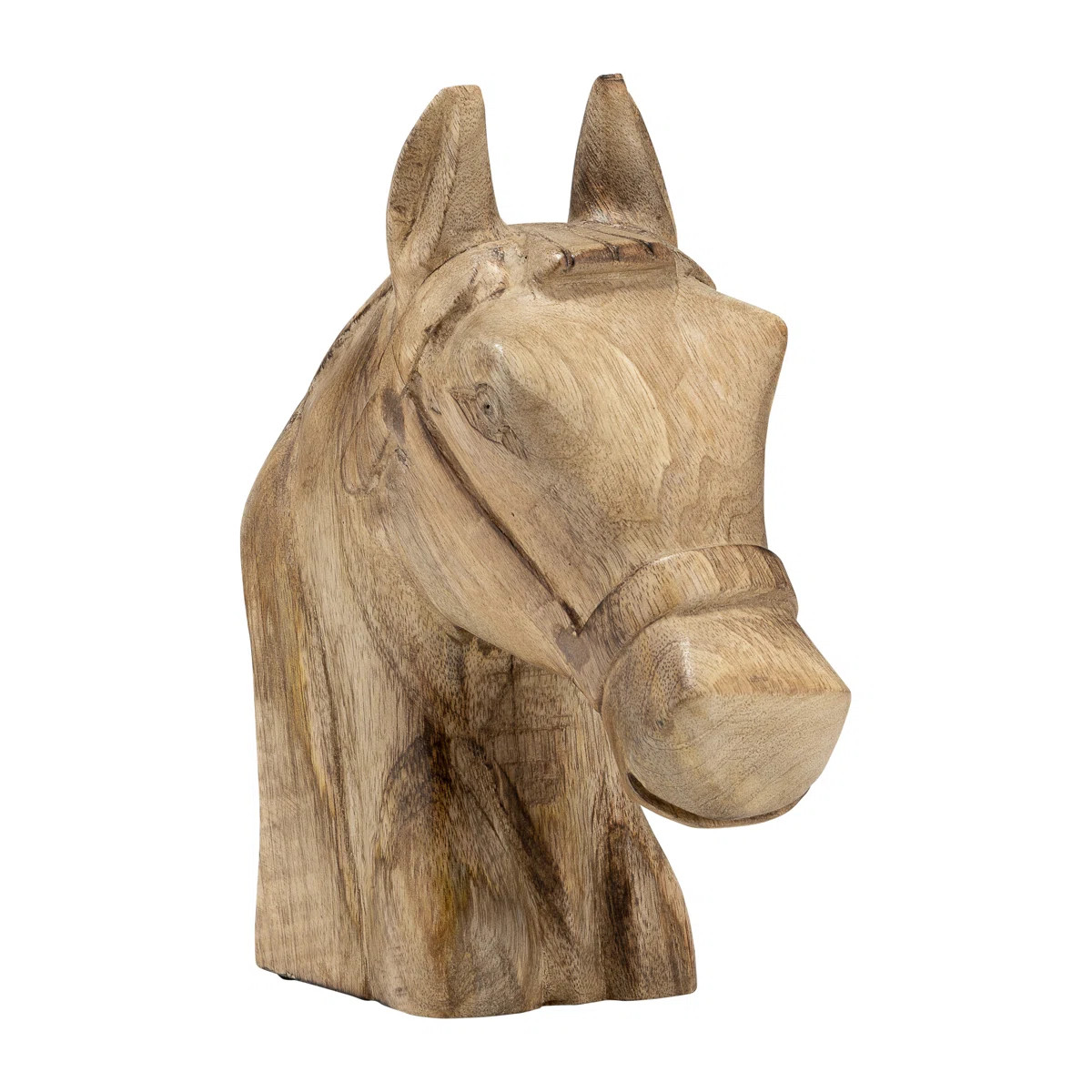Pewamo Handcrafted Wooden Horse Head Figurine - Brown 10" Modern Decorative Accent for Home, Offi... | Wayfair North America