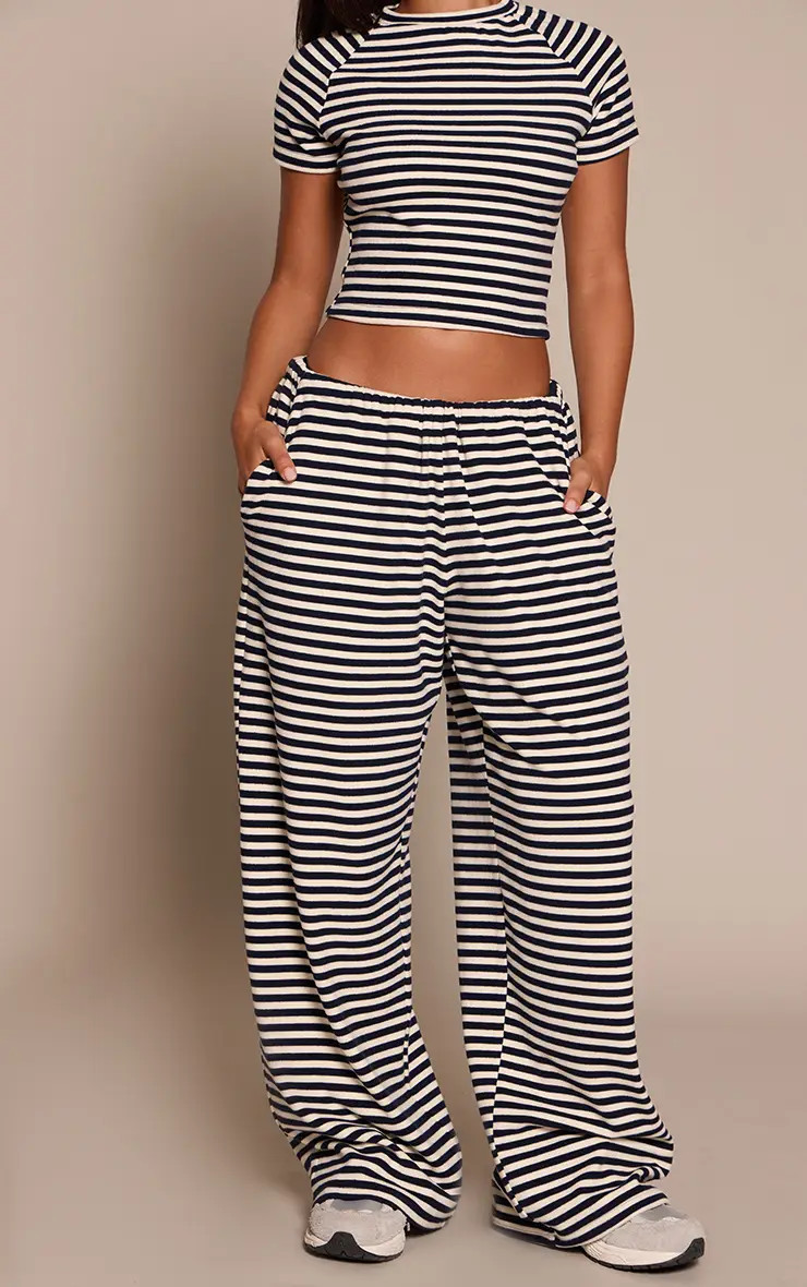 Charcoal Striped Soft Fleece Straight Leg Joggers | PrettyLittleThing | PrettyLittleThing UK