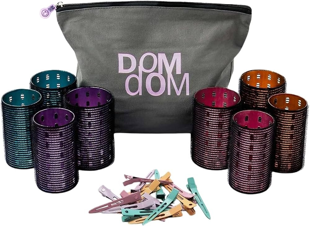Dom Dom Metal Hair Rollers, Heatless Volume Set, 2 Sizes, Clips & Bag | Amazon (US)