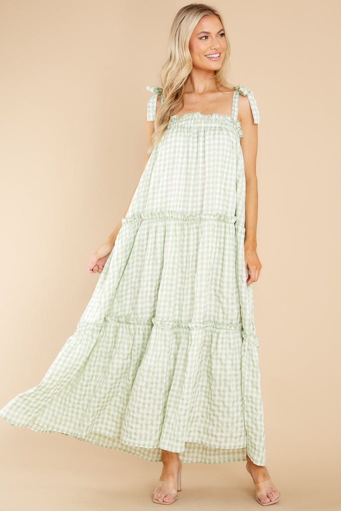 Cherished Memories Green Gingham Maxi Dress | Red Dress 