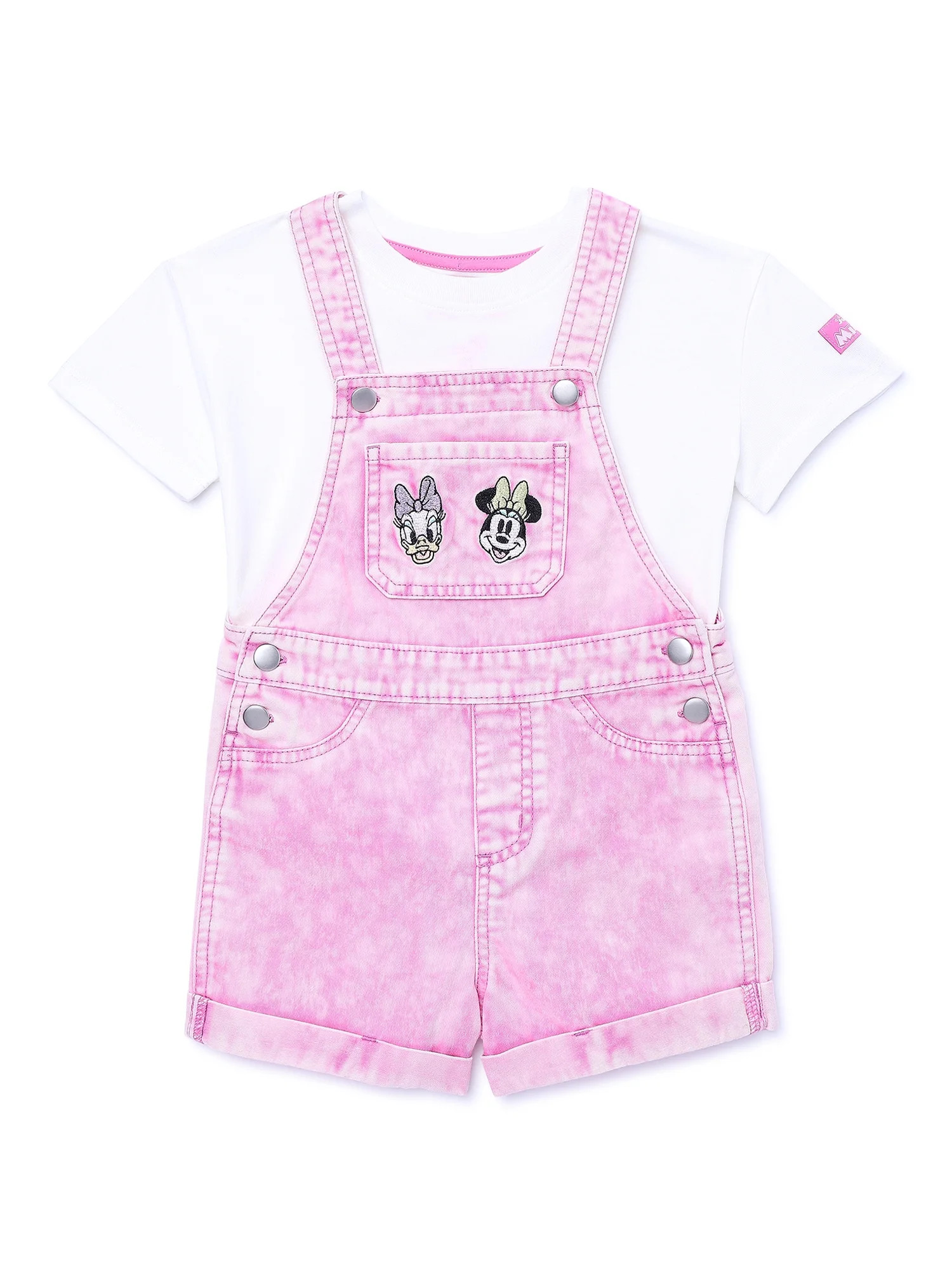 Disney Mickey & Friends Toddler Girls Top and Denim Shortalls, Sizes 12M-5T | Walmart (US)
