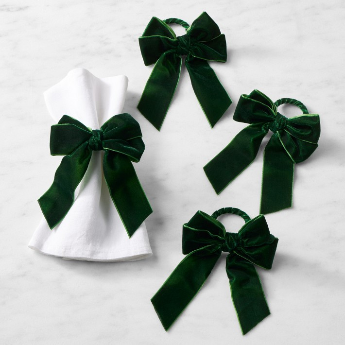 Velvet Bow Napkin Rings, Set of 4 | Williams-Sonoma
