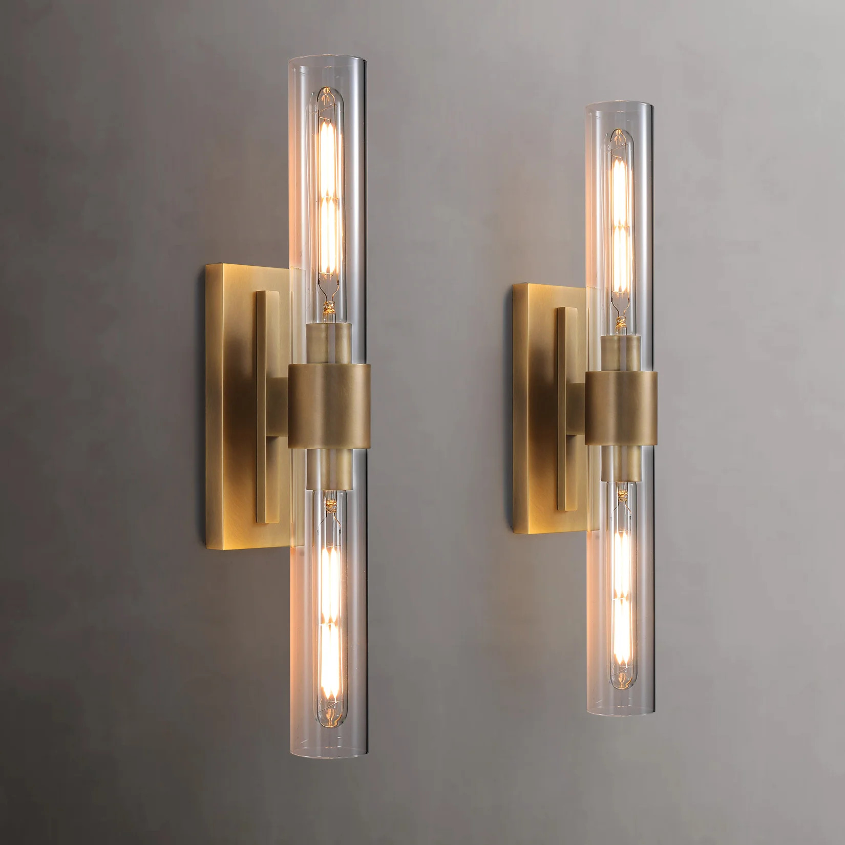 Zolee Luxury Brass Glass Wall Sconces ，Brass Wall Lights for Bathroom Vanity(Including Bulb)(Se... | Wayfair North America