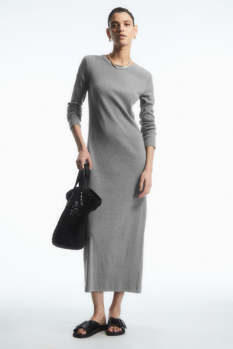 RIBBED JERSEY MAXI DRESS - GREY - COS | COS (EU)