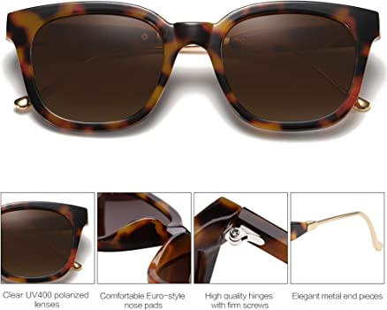 SOJOS Classic Square Polarized Sunglasses for Women Men Retro Trendy UV400 Sunnies SJ2050 | Amazon (US)