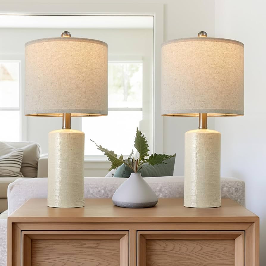 20.25" Small Table Lamps Set of 2 Modern Ceramic Lamps for Living Room Farmhouse Bedside Lamps Bo... | Amazon (US)