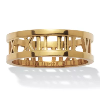 Roman Numeral Gold Ion-Plated Stainless Steel Ring | Belk