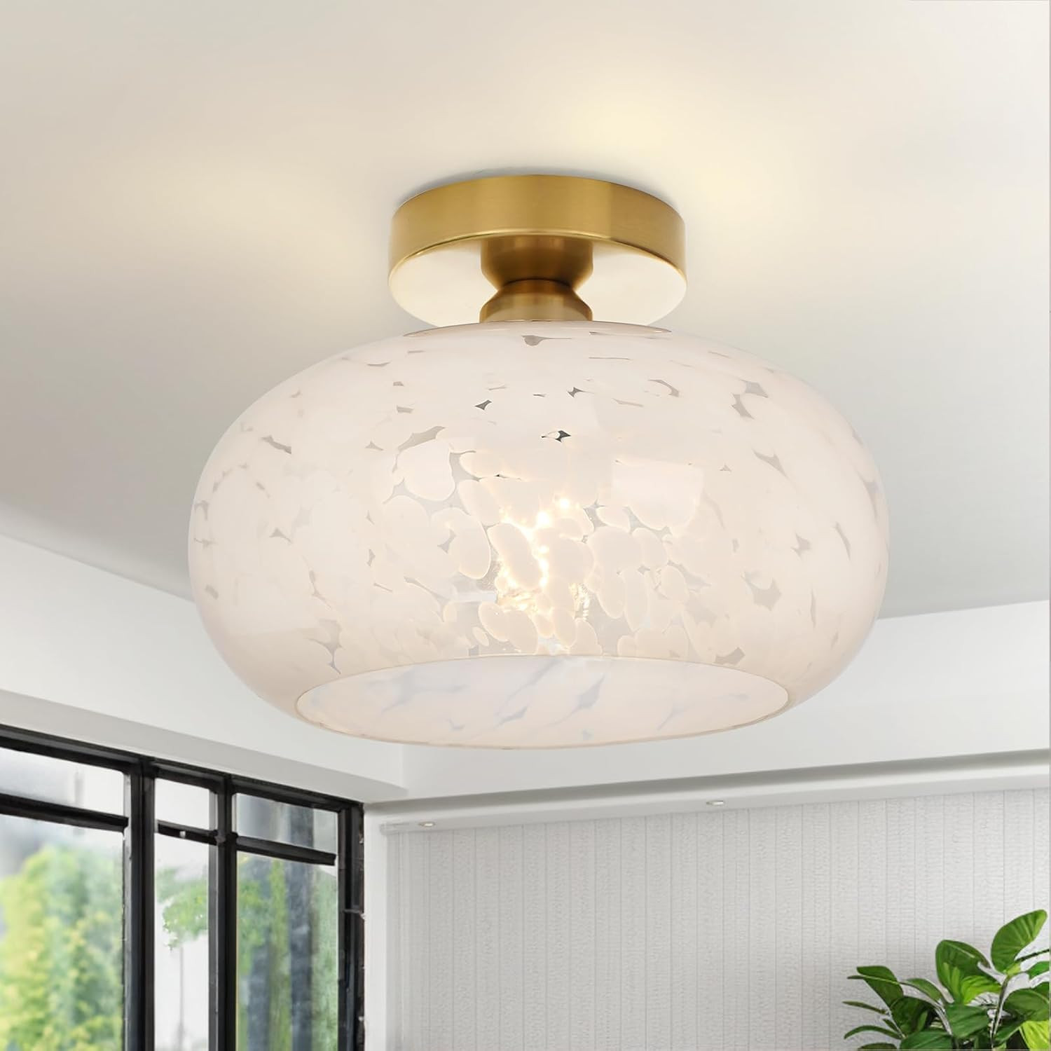 Frideko Home Semi Flush Mount Ceiling Light Fixture - Upgraded Larger Hallway Light Fixtures Glob... | Amazon (US)
