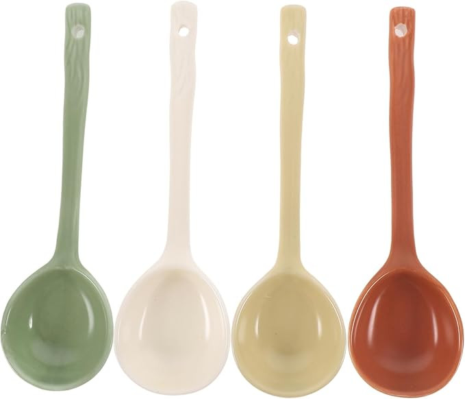 Kichvoe Ceramic Soup Spoons Set of 4 6.69 Inch Heat-Resistant Porcelain Household Dinner Spoons M... | Amazon (US)
