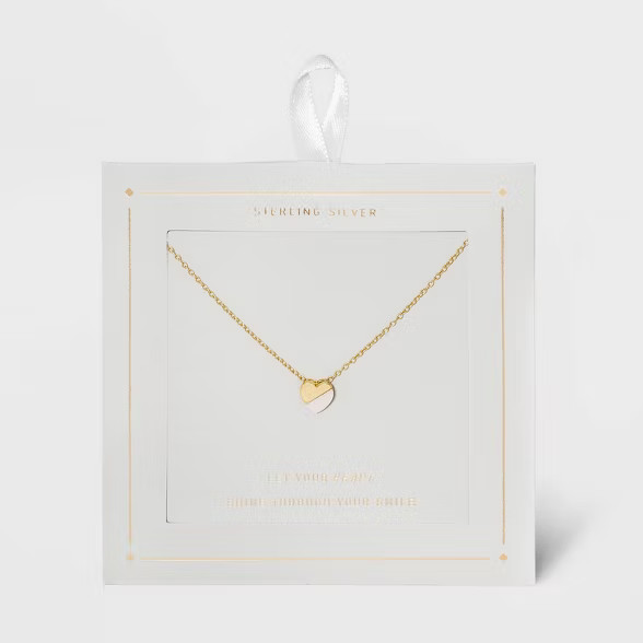 Sterling Silver Heart Extender Necklace - Silver  Gray | Target