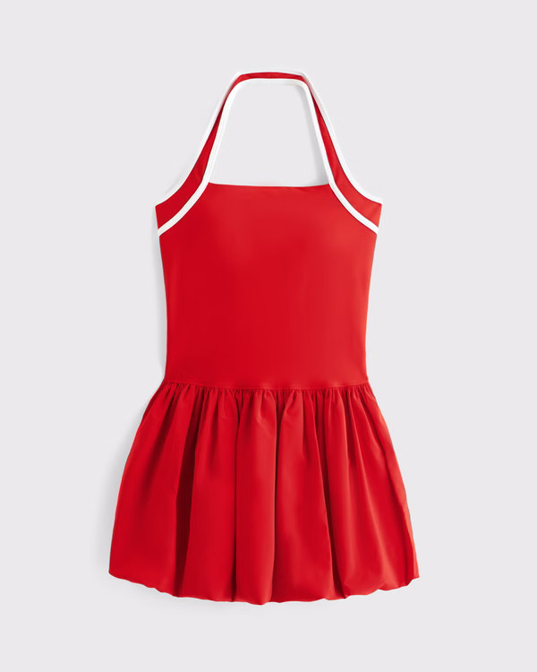 YPB motionTEK Halter Bubble Hem Mini Dress | Abercrombie & Fitch (US)