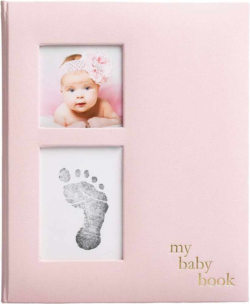 Pearhead Linen Baby Memory Book and Clean-Touch Ink Pad, Baby Girl Accessory, Baby Milestones Pho... | Amazon (US)