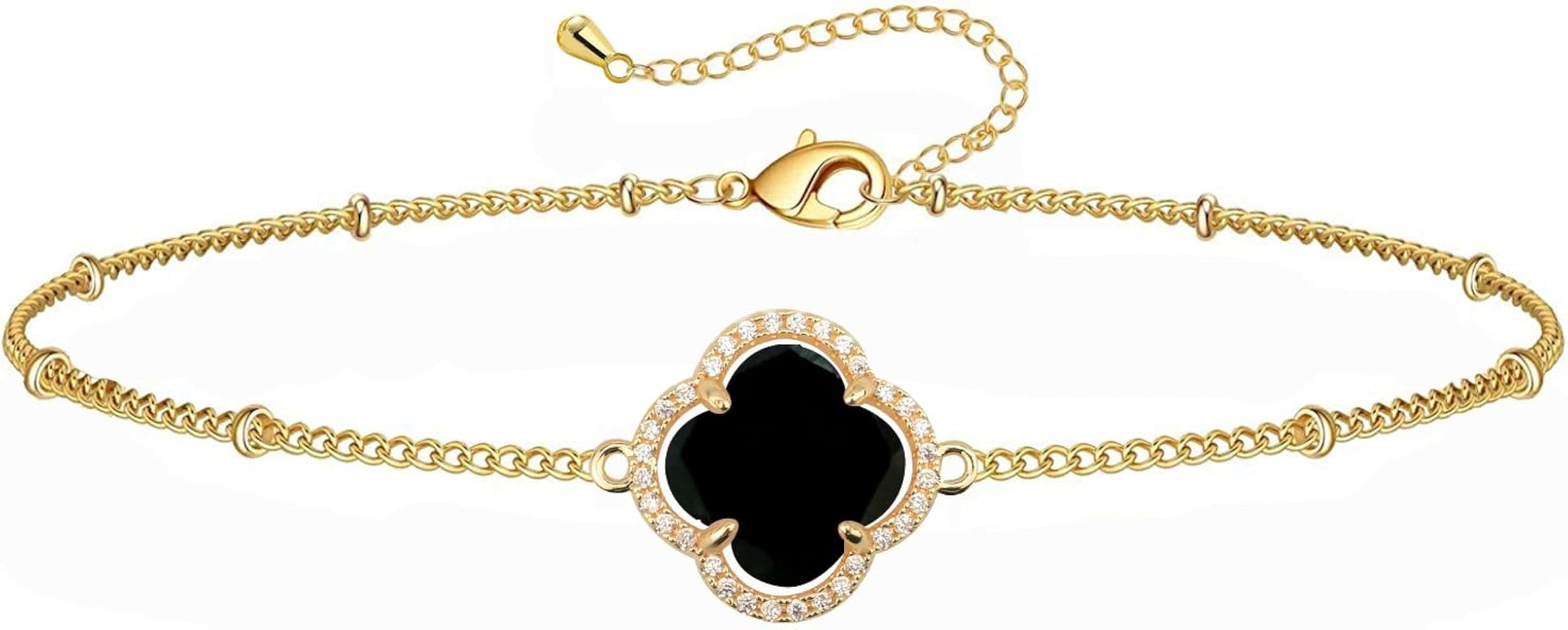 18K Gold Plated Lucky Clover Crystal Adjustable Bracelet for Women Adjustable Simple Fashion Brac... | Amazon (US)