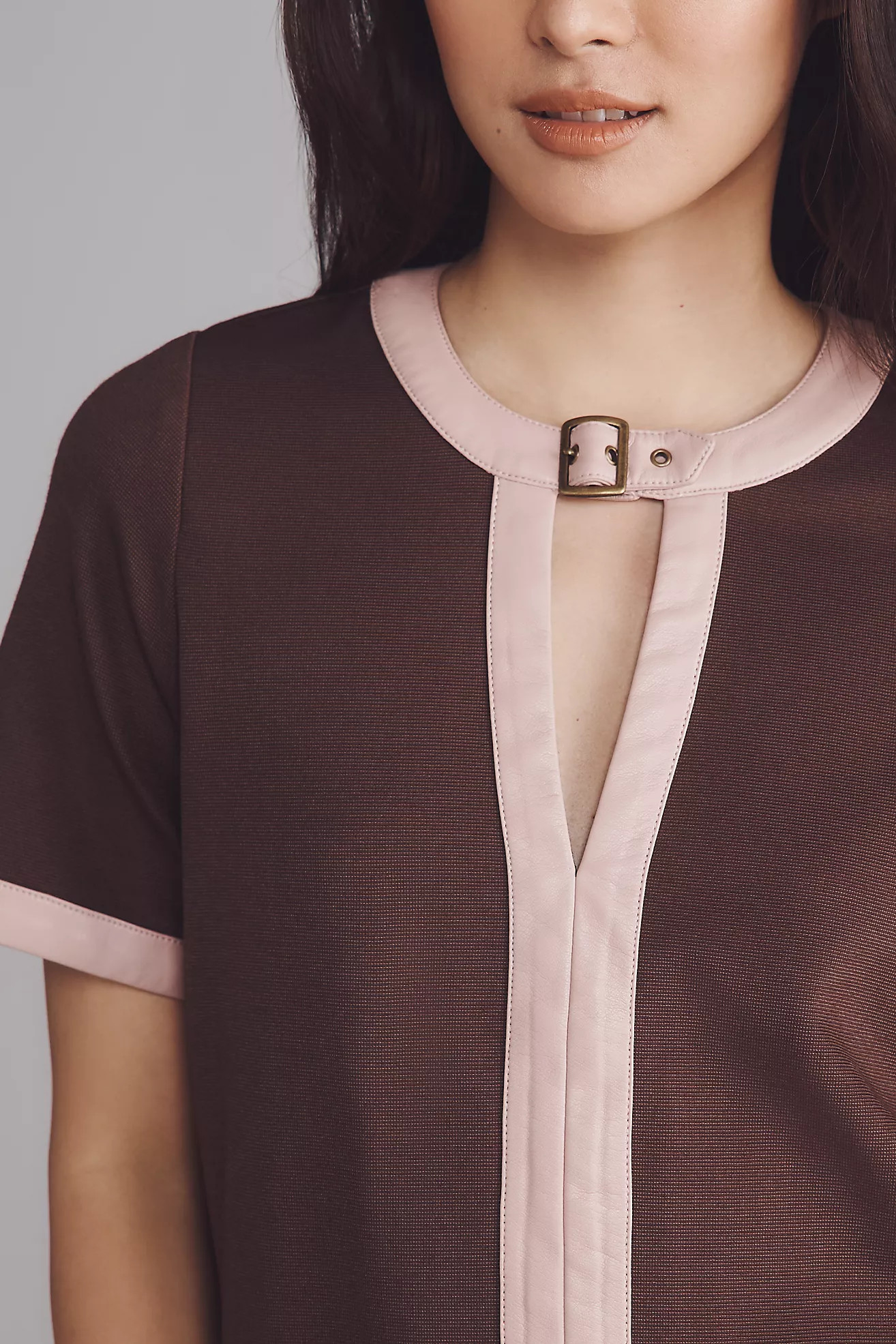 Maeve Colorblock Leather-Trim Drop-Waist Mini Dress | Anthropologie (US)