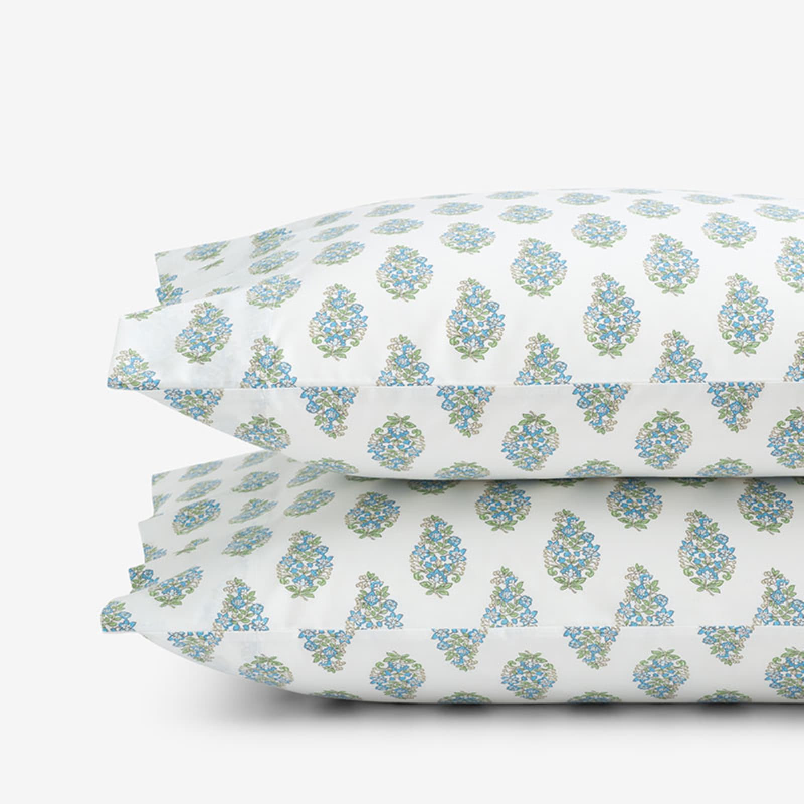 Vandana Floral Classic Cool Percale Pillowcase Set - White Multi, Standard | The Company Store