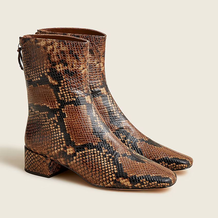 Roxie ankle boots in snake-embossed leather | J.Crew US