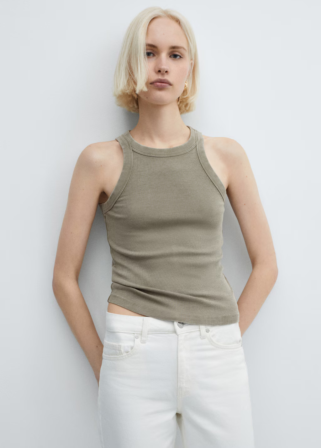 Top lavado canalé algodón | MANGO (UK)