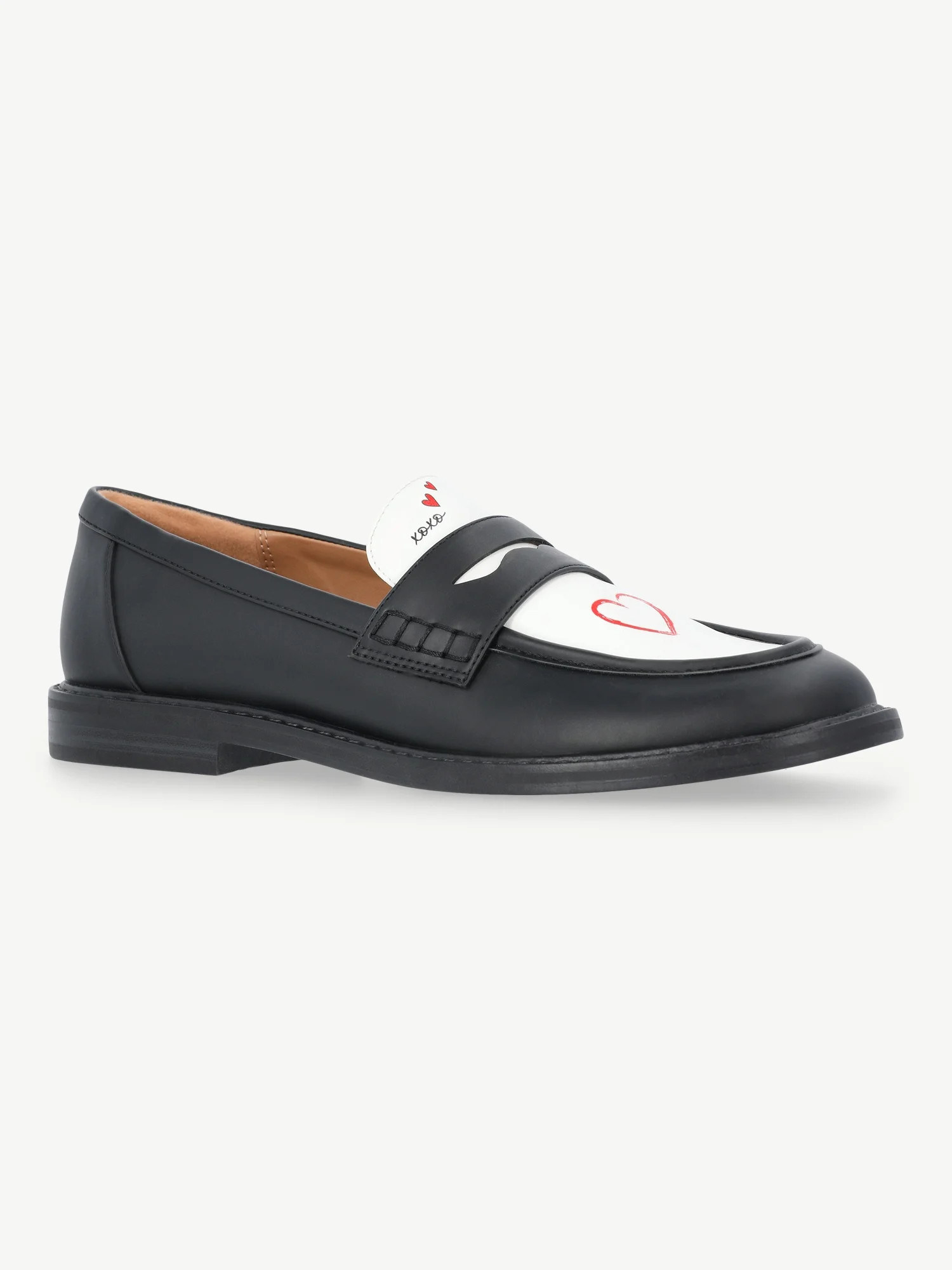 Free Assembly Women's Slip On Faux Leather Heart Loafers | Walmart (US)