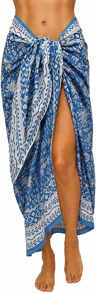 100% Cotton Hand Block Print Pareo Sarong Swimsuit Wrap Skirt Cover Up Long Women\u2019s Apparel ... | Amazon (US)