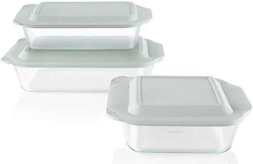 Pyrex Deep 6-Piece Glass Baking Dish Set with Lids, Glass Bakeware Set, 13x9-Inch, 7x11-Inch & 8x... | Amazon (US)