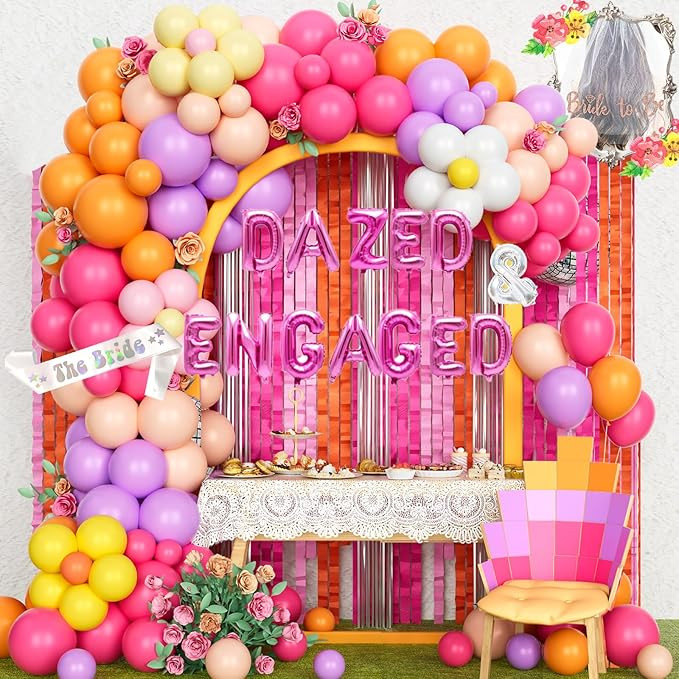 Dazed and Engaged Bachelorette Decorations, 70s Retro Groovy Bachelorette Party Decoration, Disco... | Amazon (US)