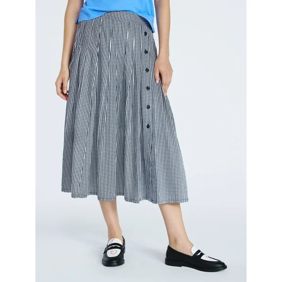 Free Assembly Women's and Women's Plus Pleated Cotton Maxi Skirt, Sizes XS-4X | Walmart (US)