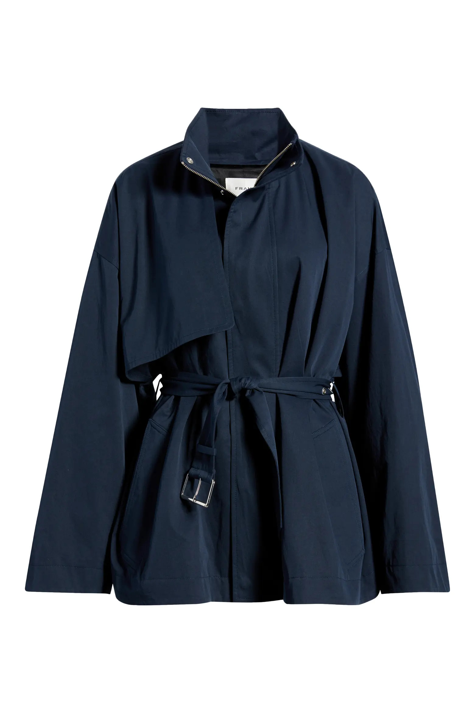 FRAME The Short Field Trench Jacket in Navy at Nordstrom, Size Small | Nordstrom