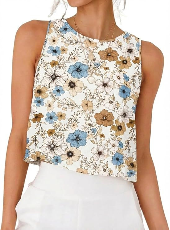 IDEALSANXUN Womens Linen Crop Tank Tops 2026 Spring Summer Beach Sleeveless Tops | Amazon (US)