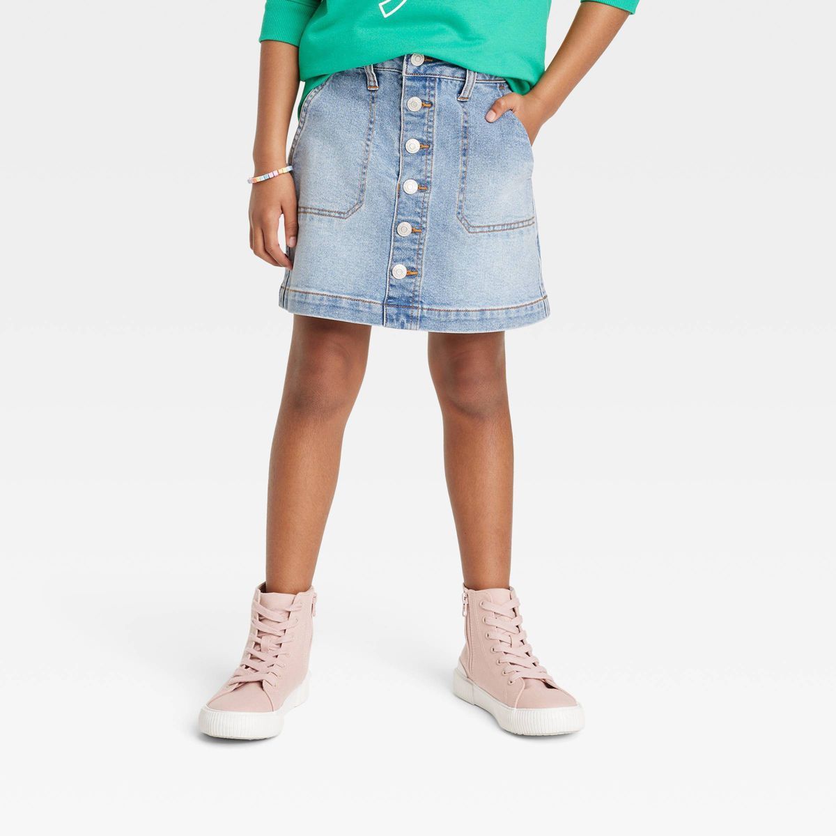 Girls' Button-Front Jeans Skirt - Cat & Jack™ | Target