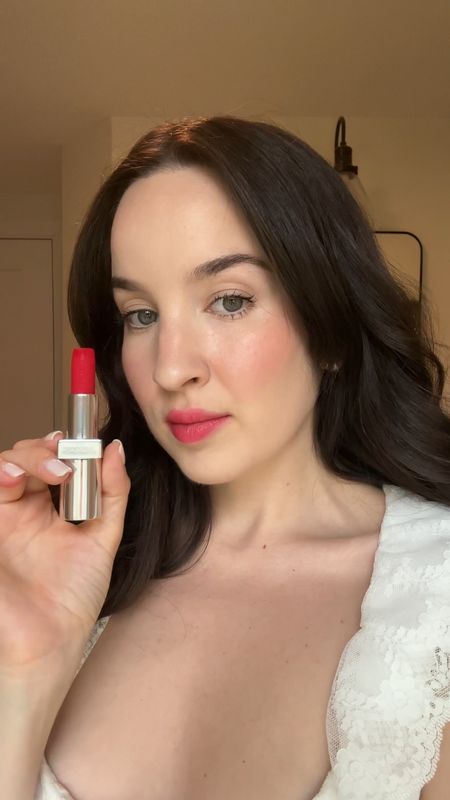 Blurred lips with Prada Beauty Soft Matte Lipstick in Grenato