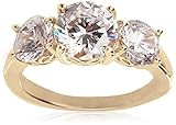 Amazon Collection Platinum or Gold Plated Sterling Silver Round 3-Stone Ring made with Infinite E... | Amazon (US)