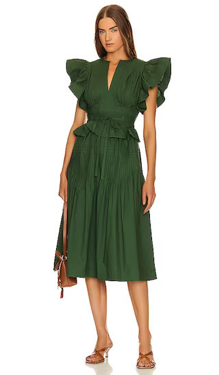 Florence Dress in Juniper Fall Midi Dress Fall Casual Dress Fall Business Casual Outfits Womens | Revolve Clothing (Global)