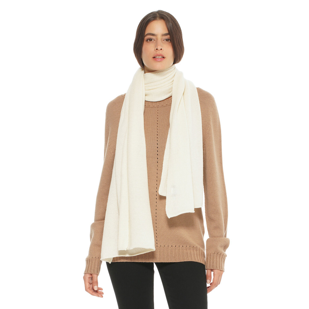 Monticelli Cashmere Essential Pure Cashmere Maxi Wide Scarf in Milk White at Nordstrom | Nordstrom