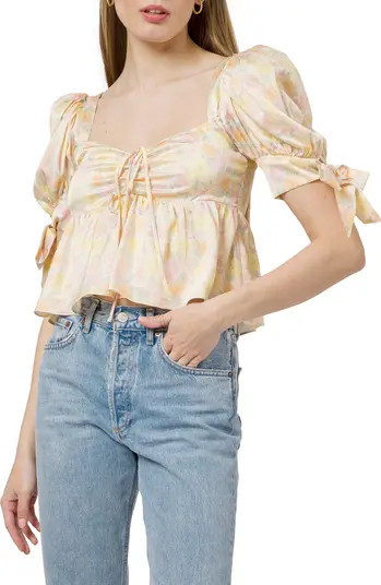 WAYF Floral Print Puff Sleeve Peplum Top | Nordstrom | Nordstrom