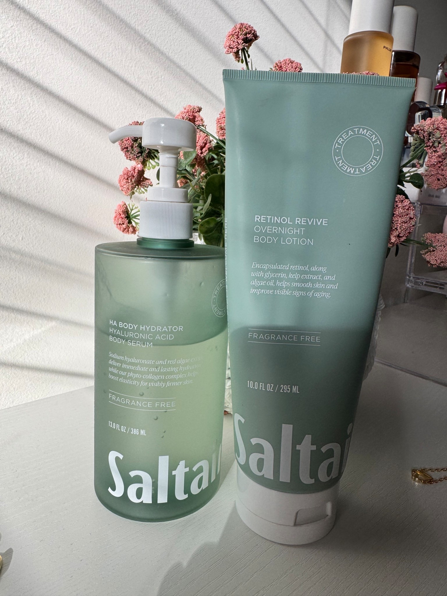 Part of my nighttime shower routine 🫧
The Saltair hyaluronic serum I use while my skin is still damp and then layer the retinol revive overnight lotion and my skin has been loving it!!

#LTKgrwm #LTKBeauty #LTKOver40