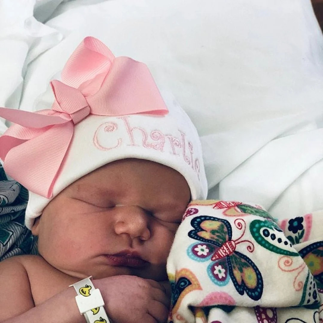 Newborn Girl Hat, Baby Girl Embroidered Hat, Baby Bow Hat, Personalized Baby Girl Hat, Baby Girl ... | Etsy (US)