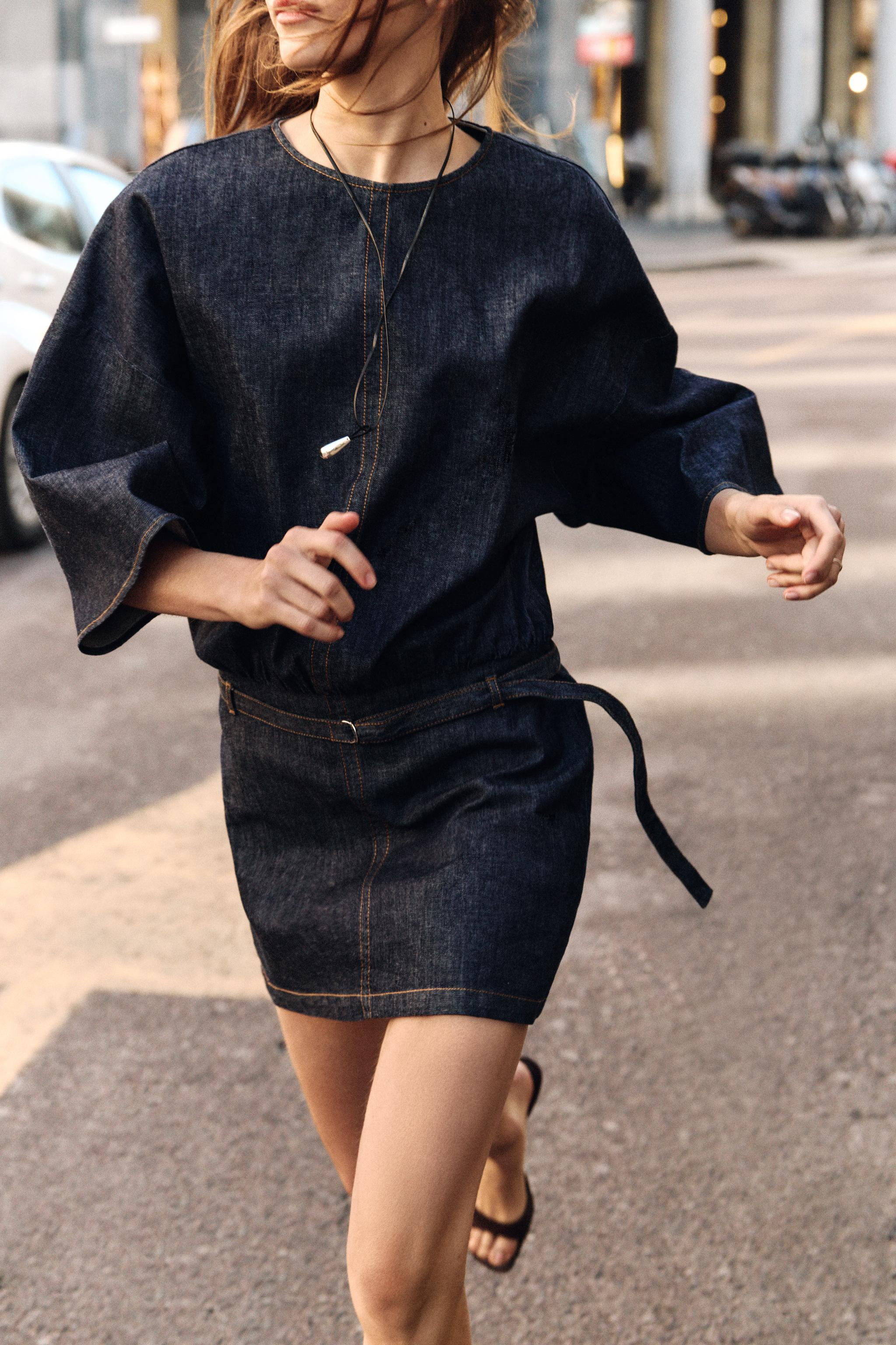 Z1975 BELTED DENIM DRESS | Zara US