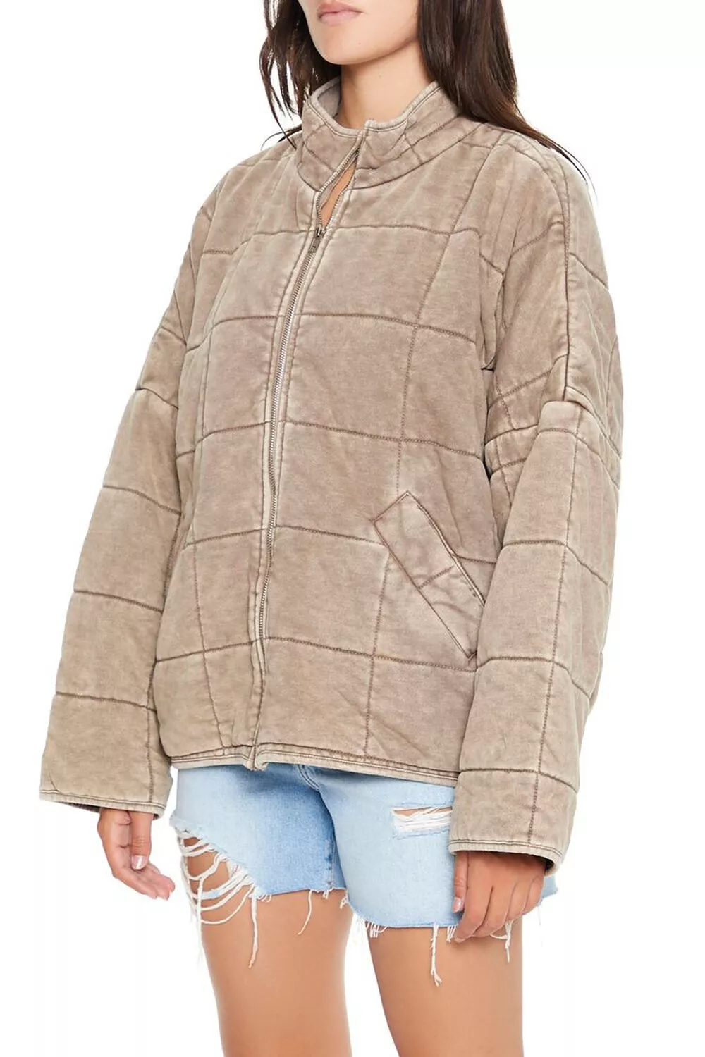 Forever 21 quilted zip best sale up jacket