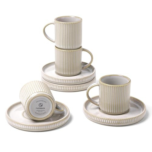 famiware Star Espresso Cups and Saucers Set of 4, [ Mini ] 3 oz Ceramic Small Coffee Mug with Han... | Amazon (US)