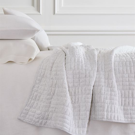Jersey Blanket, Full/Queen, Light Heather Gray | West Elm (US)