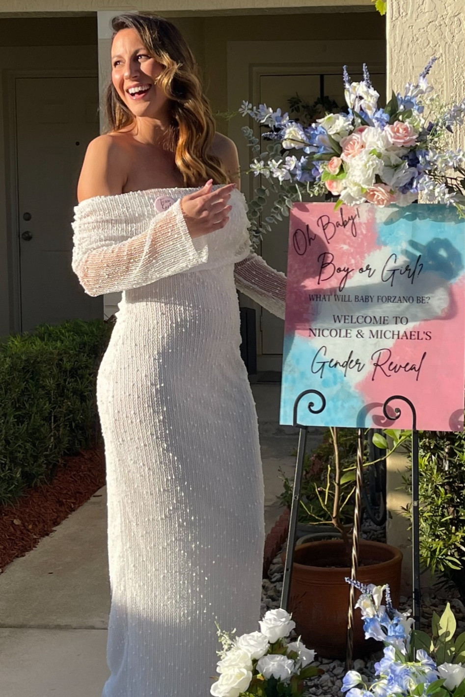 Gender reveal & baby shower dress! 💙✨🎀 

#babyshowerdress #genderrevealdress
#white #maxi #dress 

#LTKBump #LTKStyleTip