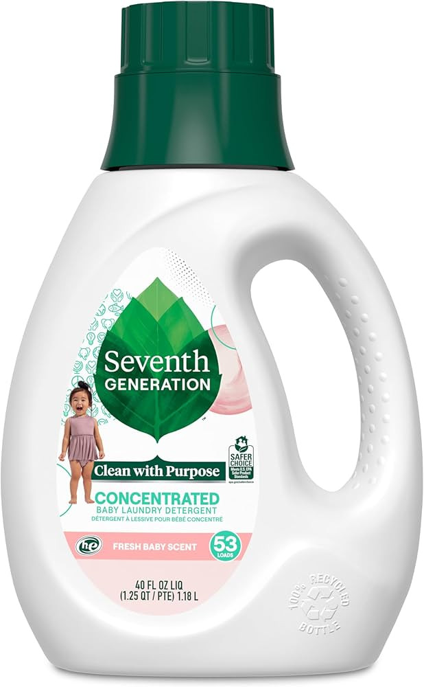 Seventh Generation Concentrated Baby Laundry Detergent, Stain Fighting Formula, Fresh Scent, 40 o... | Amazon (US)