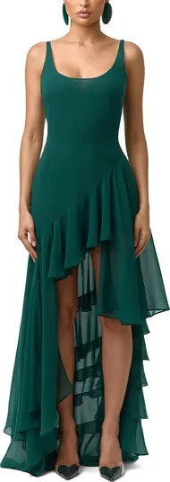 Sleeveless Asymmetric Ruffle High-Low Dress | Nordstrom